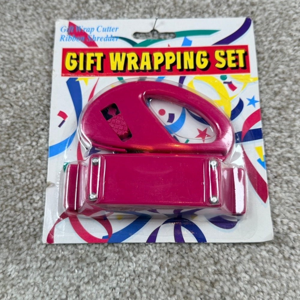 Pink Gift Wrapping Set Paper Cutter and Ribbon Shredder Tool 2 Piece Kit NEW